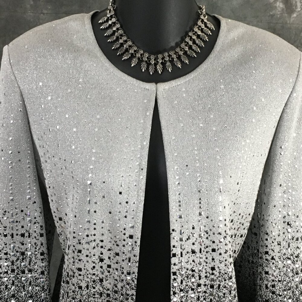 BEAUTIFUL st john knit black silver shimmer embellished evening skirt suit 8 - Picture 5 of 10